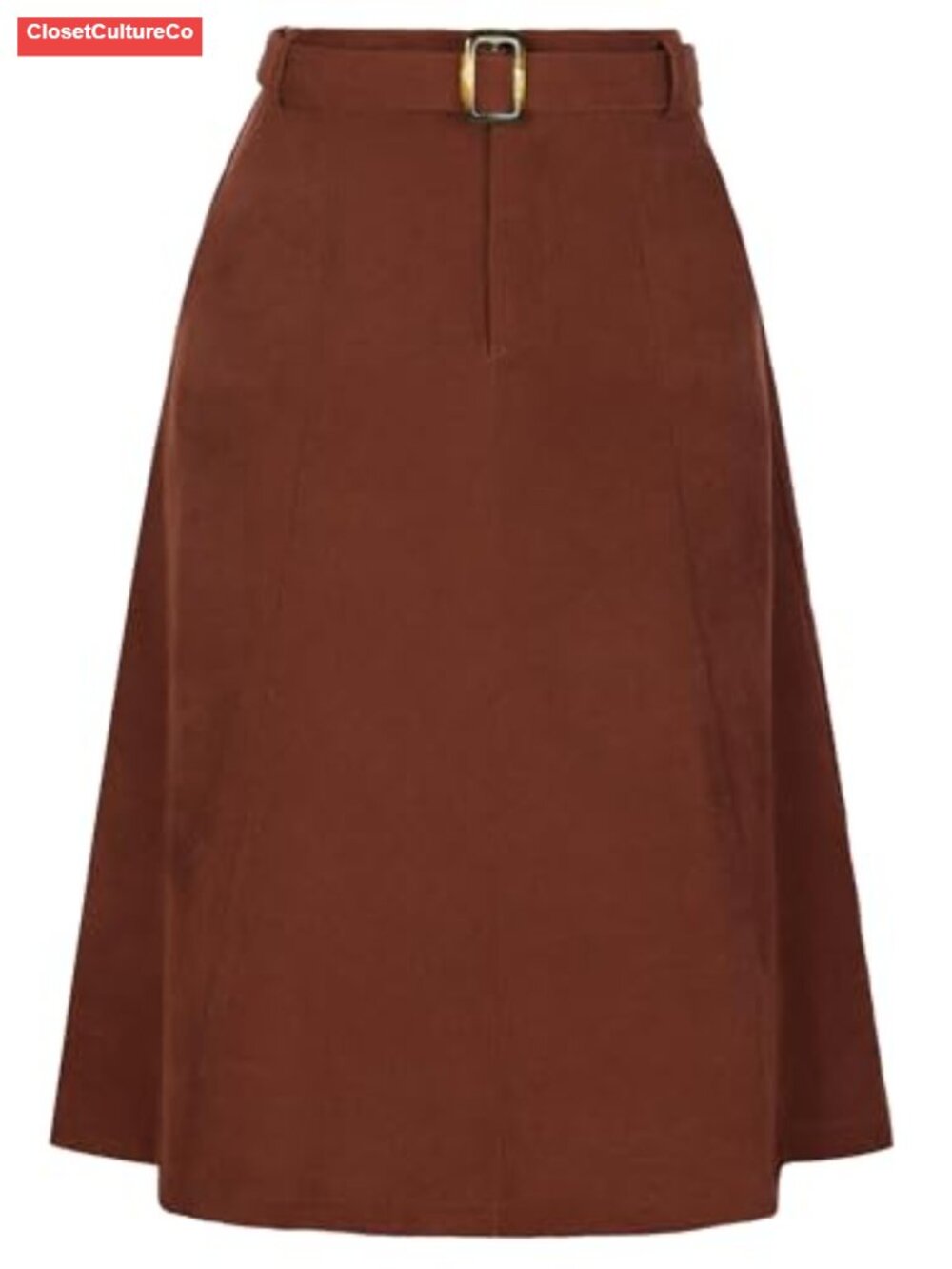 High Waisted A-Line Belted Midi Corduroy Skirt Tie Waist Fall